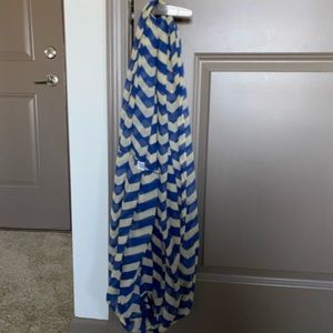 Blue and yellow chevron infinity scarf